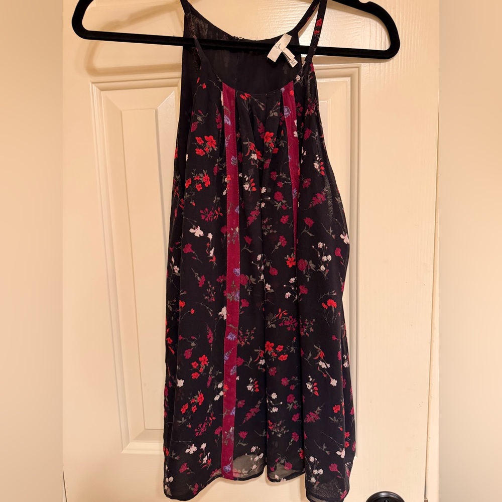 Joie Black and Red Floral A-Line Top
